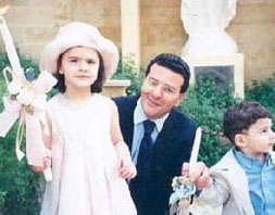Ramzi Irani with his kids at Palms Sunday before Syrian crime